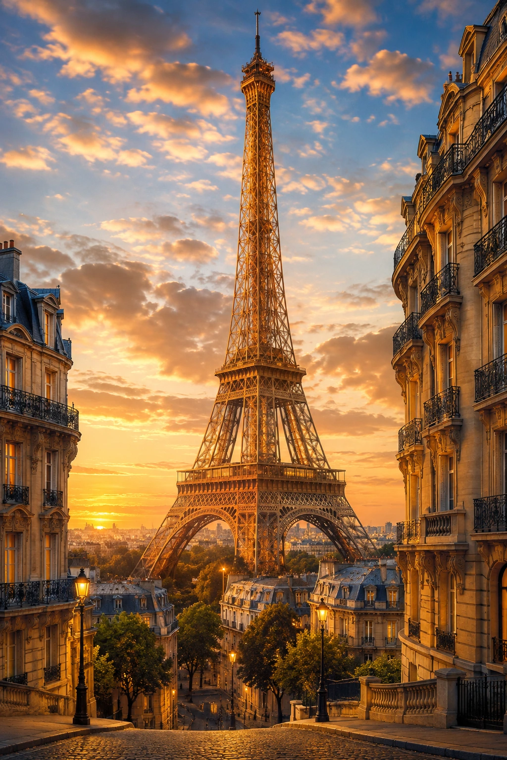Eiffel Tower and Paris cityscape representing Europe